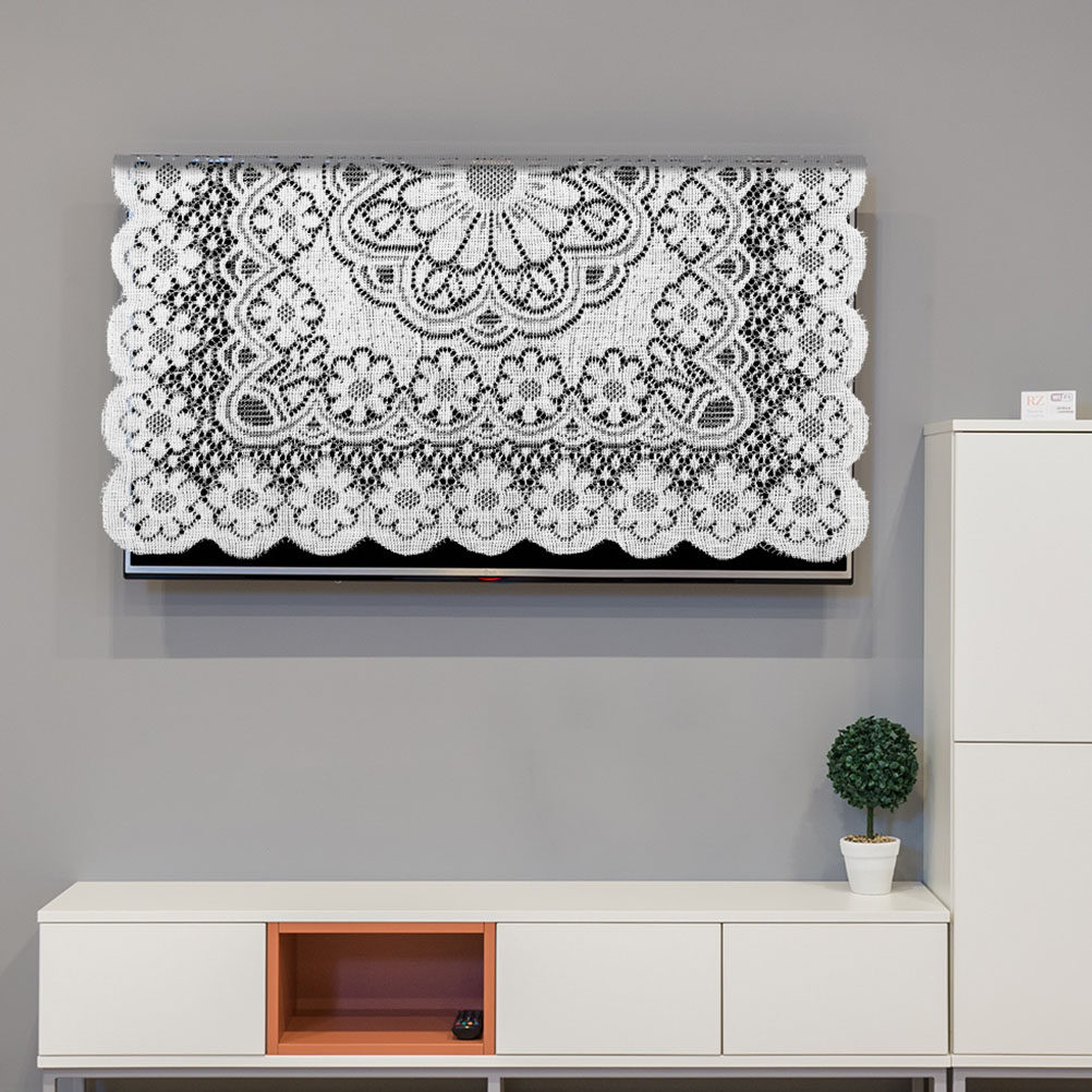 Kitchen Appliances White - Şık Beyaz Dantel Kare Toz Örtüsü