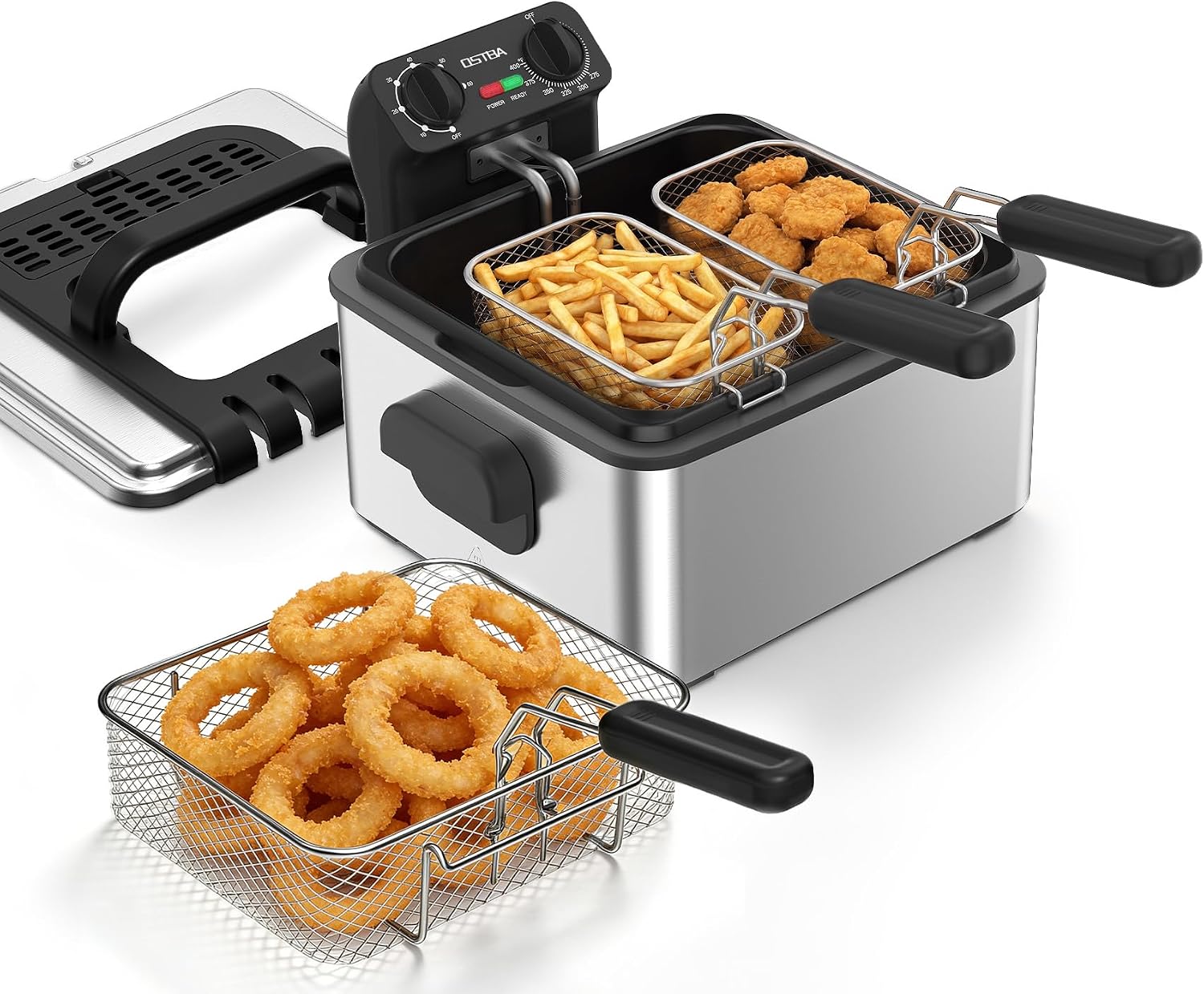 Deep Fryer Stainless - 3 Sepetli Elektrikli Fritöz, 4.75QT Paslanmaz