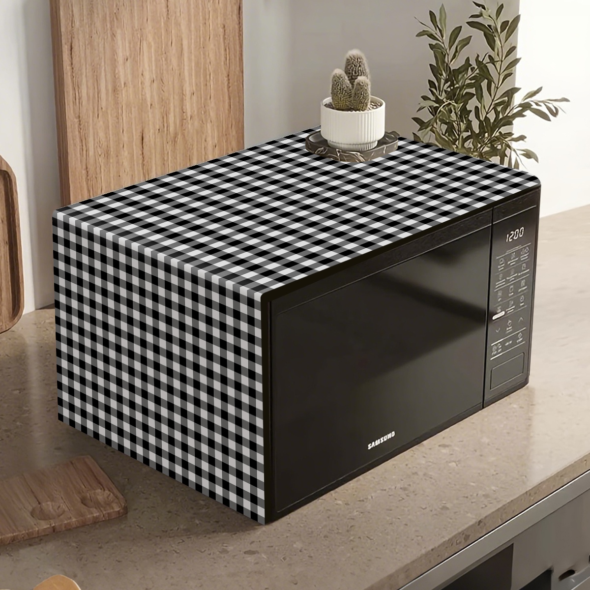 Kitchen Appliances White - Siyah Beyaz Ekose Mikrodalga Fırın Toz