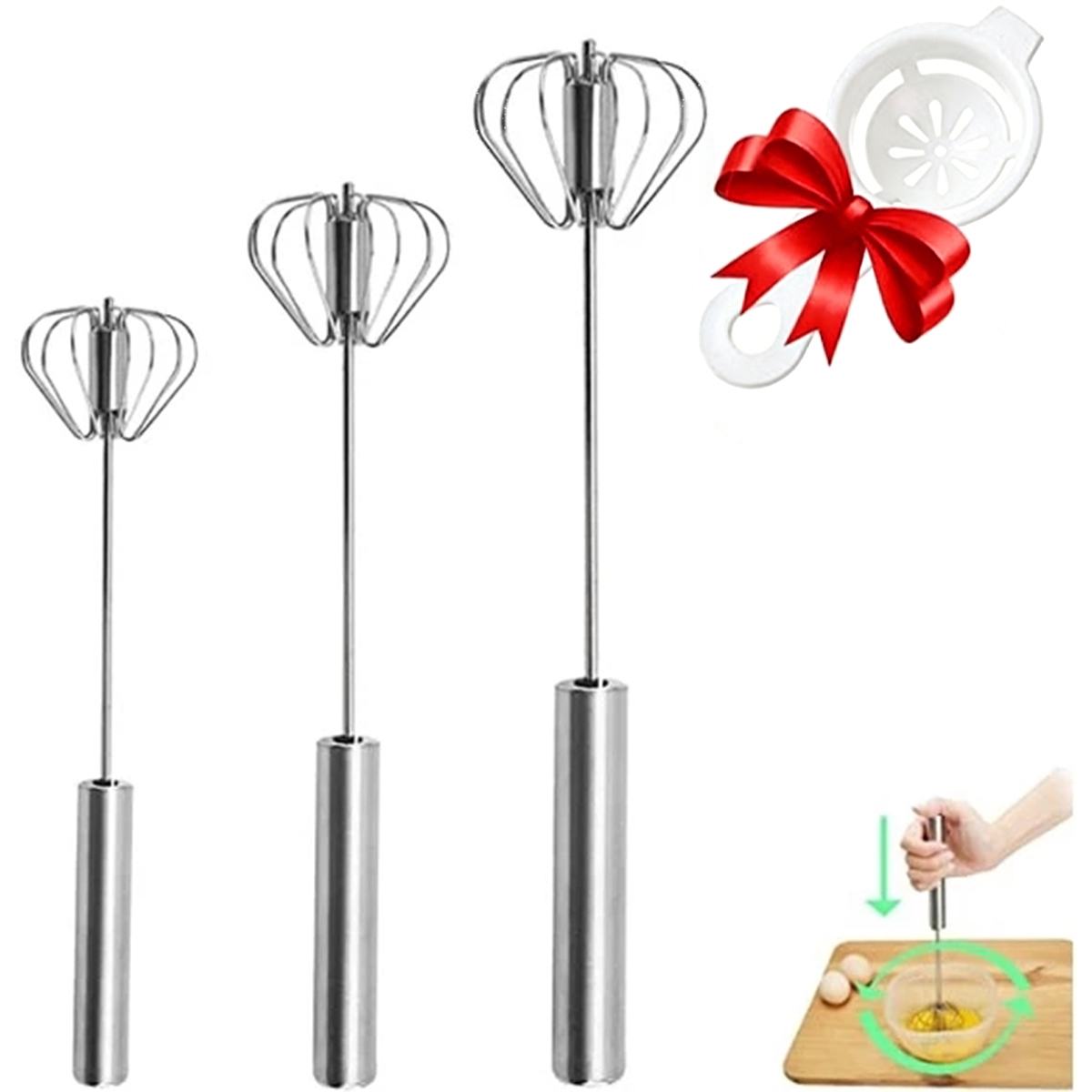 Kitchen Appliances Australia - 1/3 adet Paslanmaz Çelik Yumurta Çırpıcı